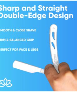 Equinox Professional Straight Edge Razor with 100 Single Derby Blades 100% Stainless Steel Razor and Blades - Close Shaving Men's Manual Shaver - Disposable Blades -Barber Straight Razor Kit - Silver Steel Razor W/ 100 Derby Blades 37 71gYJ2KMLgL
