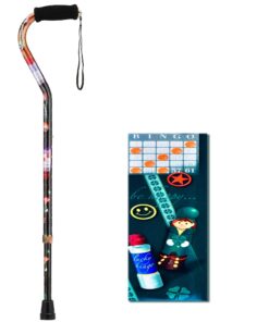 NOVA Designer Walking Cane with Offset Handle, Lightweight Adjustable Walking Stick with Carrying Strap Bingo Nights Design 5 71ga wygZCL