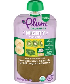 Plum Organics Mighty Morning Organic Toddler Food - Banana, Kiwi, Spinach, Greek Yogurt, and Barley - 4 oz Pouch (Pack of 12) - Organic Fruit and Vegetable Toddler Food Pouch Banana, Kiwi, Spinach, Greek Yogurt & Barley 10 71ga5n3JyeL