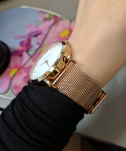 Wristology 10 Styles Maxi Crystal Watch Leather Band - Interchangeable Genuine Leather Strap - Large Easy to Read Watch with Second Hand for Women, Men, Nurses, Teachers Rose Gold Metal Mesh 62 71ga6bMaRL