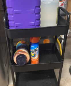 Vtopmart 3 Tier Rolling Cart with Wheels, Detachable Utility Storage Cart with Handle and Lockable Casters, Storage Basket Organizer Shelves, Easy Assemble for Bathroom, Kitchen, Black 25 71gbEnL0CCL
