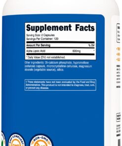 Nutricost Alpha Lipoic Acid 600mg Per Serving, 240 Capsules - Gluten Free, Vegetarian Capsules, Soy Free & Non-GMO 22 71gbxu5a8xL