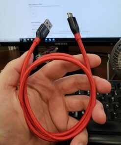 Anker USB C Cable, PowerLine+ USB-C to USB 3.0 cable (3ft/0.9m), High Durability Type C Braided Charging Cable Compatible with Samsung Galaxy S10, S9, Huawei P10, P9, Sony XZ, HTC 10 and More (Red) 3ft Red 70 71gfRktUPZL