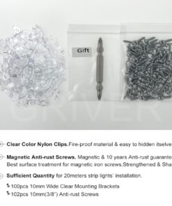 GRIVER 100 Pack Strip Light Mounting Brackets,Fixing Clips,One-Side Fixing,100 Screws Included (Ideal for 10mm Wide Waterproof Strip Lights) 18 71gfZzcDnIL