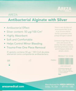 Silver Alginate (Antibacterial Alginate with Silver) 4.25"x4.25" Sterile; 5 Wound Dressings Per Box (1) (4.25" X 4.25") (1) Areza Medical 1 10 71gg81ECrL