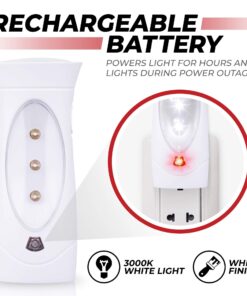Amerelle LED Emergency Lights For Home Power Failure, 2 Pack – Triple Function Power Failure Light and Plug In Flashlight Combo, With Rechargeable Battery – Be Snow Storm & Hurricane Ready (71134) 26 71ggTH9d aL