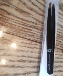 Tweezer Guru Tweezers for Women - Slant Pointed Precision Tweezers for Eyebrows & Ingrown Hair Removal - Blackhead and Splinter Tweezer with Sharp Needle Nose Point for Plucking (Black) 1 Count (Slant) Black 41 71ghB7jWG7L