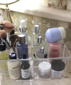 STORi 5-Compartment Clear Plastic Organizer | Rectangular Divided Makeup and Vanity Storage Bin and Office Desk Caddy | Scalloped Wall Design | Made in USA 55 71ghObDHHqL