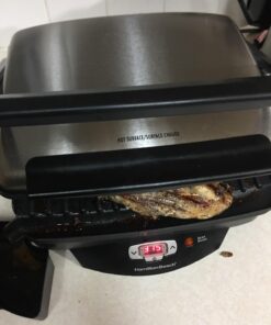 Hamilton Beach Steak Lover's Electric Indoor Searing Grill, Nonstick 100 Square, Stainless Steel (25331), Black and Stainless, Medium Serving 51 71ghqIOMr4L