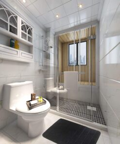 Alternative view of FINDNEW [Update Non-Slip Soft Microfiber Memory Foam Bath Mat,Toilet Bath Rug,with Increased Friction Bottom Washable Quickly Drying Bathroom mats (16" X 24", Black) 16"X 24"