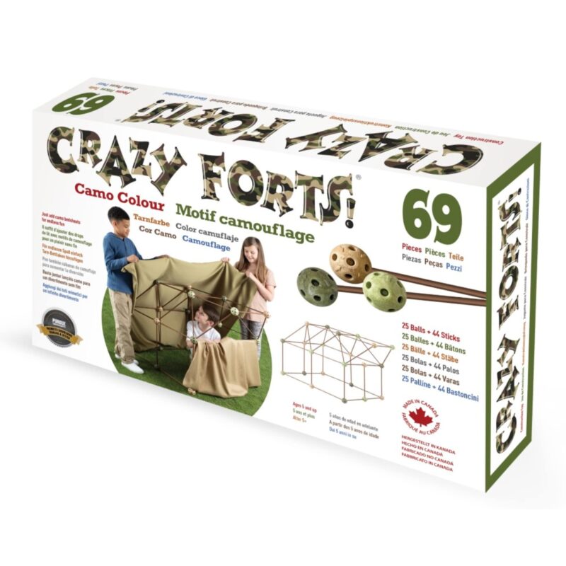 Catalog 4 Crazy Forts - Camo Color - Building Kit for Kids 8-12 - Indoor Creative Fort Building STEM Toys - Durable and Portable Kit for Team Building Skills and Creative Thinking – 1 Box, 69 Pcs