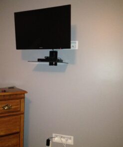 Mount-It! TV Shelf | Single Floating Component Shelf for Cable Box, Playstation, DVD Player, and Xbox | Tempered Glass Material, 22 Lbs Capacity (Black) 1 Shelf 25 71gj4ckuobL