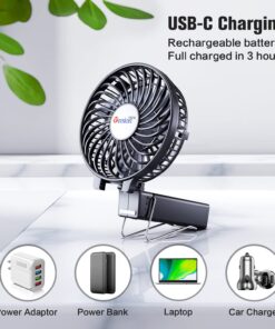 VersionTECH. Mini Handheld Fan, USB Desk Fan, Small Personal Portable Table Fan with USB Rechargeable Battery Operated Cooling Folding Electric Fan for Travel Office Room Household Black 37 71gjT7cZ3tL