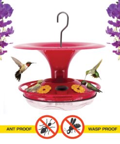 Roamwild Hanging Hummingbird Feeder for Outdoors with Double Moat Guard Technology | 5 Feeding Stations with Quick Easy Filling Port | 20 fl oz Nectar Large Capacity - Purple Petals (Yellow) Yellow 21 71gjf9ZDTRL