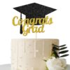 Congrats Grad Cake Topper - College Graduation Party Decorations Supplies - High Sohool Graduation Cake Topper - Happy Graduation Party Decorations (Gold and Black)