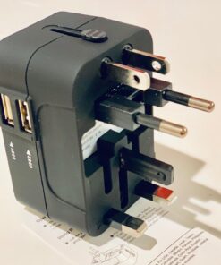 Travel Adapter, JOOMFEEN Worldwide All in One Universal Power Wall Charger AC Power Plug Adapter with Dual USB Charging Ports for USA EU UK AUS Cell Phone Laptop (Black) Black 55 71gmdjjRvL