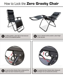 Caravan Sports Zero Gravity Outdoor Portable Folding Camping Lawn Deck Patio Pool Recliner Lounge Chair for Adults, Adjustable Headrest, Black 28 71gnR3uaCcL