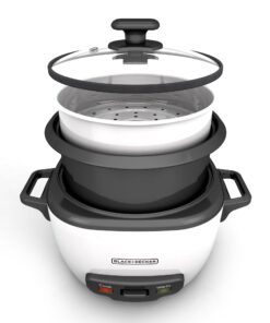 BLACK+DECKER Rice Cooker 14-Cup (Cooked) with Steaming Basket, Removable Non-Stick Bowl, White 22 71go1bJUKbL