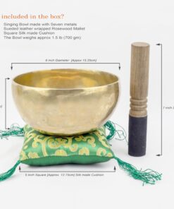 6-Inch Handmade Tibetan Singing Bowl ~ Superb B Crown Chakra Balancing ~ Best use for Meditation, Sound Healing, Cleansing, Mindfulness & Relaxation ~ Cushion & Sueded Leather wooden Mallet included 20 71govL0WtUL