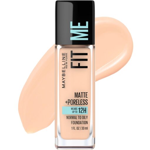 Maybelline Fit Me Matte + Poreless Liquid Oil-Free Foundation Makeup, Ivory, 1 Count (Packaging May Vary) 115 IVORY 1.0 Fl Oz (PACK OF 1)