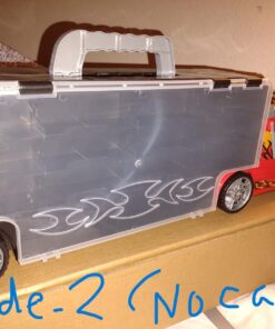 Amazon Basics Toy Car Carrier Truck With Storage For Kids Ages 3 and Up, 6-Pieces Diecast Vehicles & 16 Accessories, Multicolor, Medium 93 71gqJUuzmL