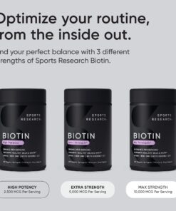 Sports Research Vegan Biotin 5000mcg with Organic Coconut Oil - Extra Strength Biotin Vitamin B7 for Healthier Hair & Skin + Keratin Support - Non-GMO & Gluten Free, 120 Softgels (4 Month Supply) 120 Count (Pack of 1) 5,000mcg 33 71gqk5Uj3CL 1
