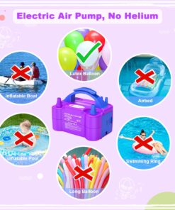 IDAODAN Electric Balloon Pump, Portable Electric Balloon Blower Machine Balloon Air Pump Dual Nozzle Rose Red 110V 600W Balloon Inflator for Party Decorations Purple 27 71grFJnJHVL