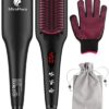 Enhanced Ceramic Hair Straightener Brush by MiroPure, 2-in-1 Ionic Straightening Brush with Anti-Scald Feature, Auto Temperature Lock & Auto-Off Function (Black) 49 71gsHoGz4L