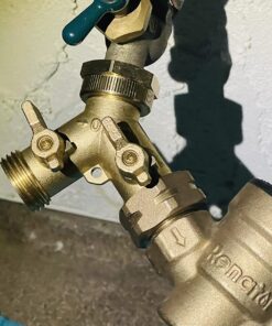 Morvat Heavy Duty Brass 2 way Y Splitter Garden Hose Hexagonal Connector with Comfortable Grip Shut Off Valves, Adapter for Water Tap, Outlet, & Spigot, Includes 2 Extra Rubber Washers & Teflon Tape 1 33 71gup01v2bL 4