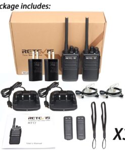 Retevis RT17 Walkie Talkies Long Range, Durable Two Way Radio Rechargeable with USB Charger Base, Portable 2 Way Radios with Earpieces Mic, for Adults School Security Warehouse Construction(6 Pack) 15 71gvm19SZiS