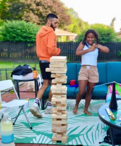 Yard Games Giant Tumbling Timbers with carrying case starts at 2.5-feet tall and builds to 5-feet 30 Inch Natural 35 71gvpzpFBzL