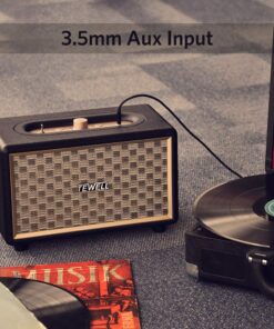 TEWELL Speaker for Turntable, HD 24W Audio Vintage Wireless Speakers Plug-in Speaker with Extended Bass and Treble, Knob for Volume Control, Toggle Switch and 3.5mm AUX Input Black 24 71gwSv9qBgL