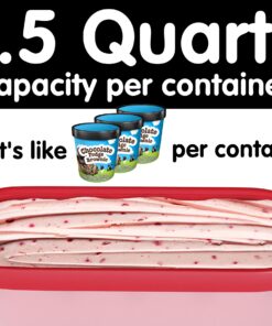 SUMO Ice Cream Containers with Lids for Homemade Ice Cream - Set of 2 Tubs - 1.5 Quart or 3 Pints per Container, Reusable Ice Cream Containers for Freezer Storage, Red 23 71gweTwUdWL