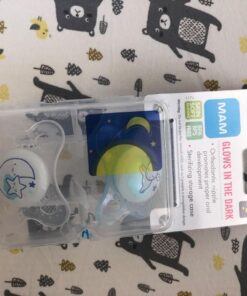 MAM Night Pacifiers 0-6 Months, Best for Breastfed Babies, Glow in the Dark, Baby Boy, 2 Count 2-Pack 45 71gwopuZ2L