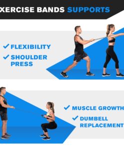 DYNAPRO Exercise Resistance Bands, Adjustable Length, Comfort Handles, Professional Quality, Anti-Snap. Great for Workouts, Physical Therapy, Yoga Blue (Extra Heavy) 12 71gwwHsBpyL
