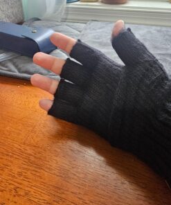 LADES Fingerless Gloves - Thermal Winter Gloves Warm Knitted Half Finger Gloves Mittens for Men Typing Driving Working Black 28 71gxECkZi6L