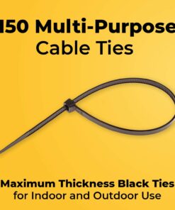 10 Inch Zip Ties Heavy Duty by Strong Ties - 150 Cable Ties Per Pack - Black Zip Ties 50lb Tensile Strength - All Weather UV Resistant, Indoor or Outdoor 10 Inch 8 71gygOmB8WL