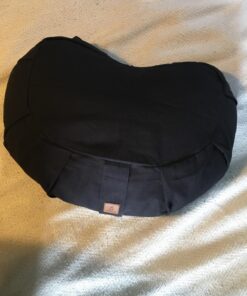 Seat Of Your Soul Crescent Meditation Cushion –10 Colors Half-Moon Yoga Pillow; Organic Cotton Zafu Cover & Zipper Liner to Adjust USA Buckwheat Hulls; Floor Pouf for Sitting Kids, Men or Women Black 28 71gz1m0Bu7L