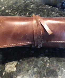 Rustic Genuine Leather Pencil Roll - Pen and Pencil Case - Dark Brown 53 71gzHwm LDL