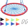 Giant 40 Inch Spider Web Tree Swing, 600 lb Weight Capacity, Durable Steel Frame, Waterproof, Adjustable Ropes, Flag Set and 2 Carabiners, Non-Stop Fun for Kids! Red 21 71h MJKbz6L
