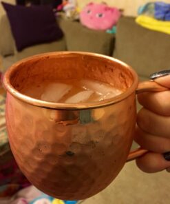 Set of 2 Moscow Mule Copper Mugs with Shot Glass - 2 16oz Copper Moscow Mule Mugs - Solid Copper Hammered Mug - Copper Cups for Moscow Mules 33 71h SSedMHL