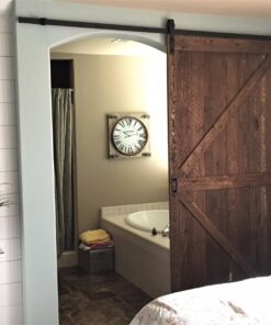 SMARTSTANDARD 6.6 Feet Heavy Duty Sturdy Sliding Barn Door Hardware Kit -Smoothly and Quietly -Easy to Install -Includes Step-by-Step Installation Instruction Fit 40" Wide Door Panel (J Shape Hanger) 34 71h hyOO9YL