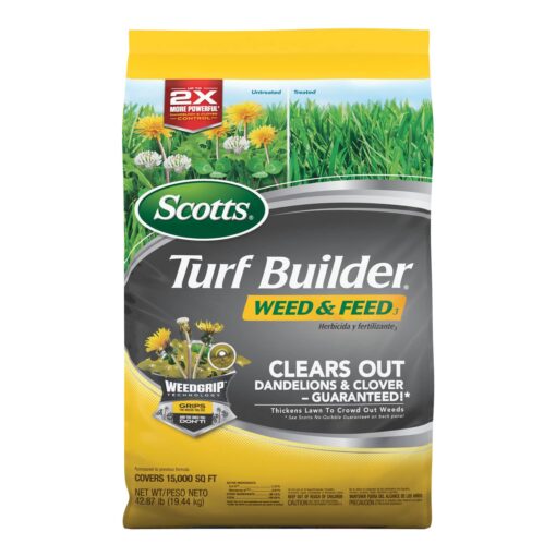 Scotts Turf Builder Weed & Feed3, Weed Killer Plus Lawn Fertilizer, Controls Dandelion and Clover, 15,000 sq. ft., 42.87 lbs. 15,000 sq. ft. Weed and Feed