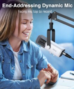 FIFINE Gaming XLR/USB Microphone Kit, Streaming Dynamic Mic Set for PC, Computer Mic for Vocal Podcast Recording Voiceover, with Headphones Jack, Gain Knob, Arm Stand-AmpliGame AM8T White 38 71h0sM3KgtL 1