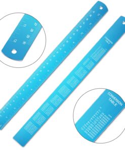Alternative view of Stainless Steel Ruler and Metal Rule Kit with Conversion Table (Blue, 12 Inch, 6 Inch) blue