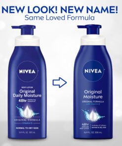 NIVEA Original Moisture Body Lotion with Vitamin E, Body Lotion for Dry Skin, 16.9 Fl Oz Pump Bottle Unscented 16.9 Fl Oz (Pack of 1) 18 71h1Lvo4L