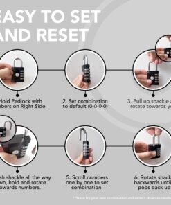 Padlock 4 Digit Combination Lock - for Gym School Locker, Outdoor Gate, Shed, Fence, and Storage, Combo Lock - Locker Lock- Weatherproof Metal - Keyless, Easy to Set, Resettable - Black 21 71h1myfPbVL