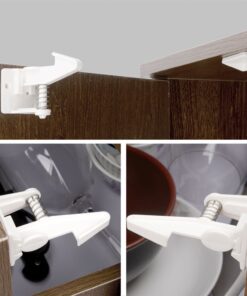 Child Safety Cabinet Locks Latches - 12 Pack,Kids Baby Proofing Lock Child Proof Drawer Locks - Cupboard Hidden Latch - Adhesive,Door Spring Lock - No Tools,Drill (White) 25 71h3hSwycrL