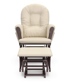 Storkcraft Premium Hoop Glider and Ottoman (Espresso, Beige) – Padded Cushions with Storage Pocket, Smooth Rocking Motion, Easy to Assemble, Solid Hardwood Base Espresso W/ Beige Micro 32 71h3ylxkObL