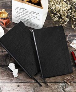 2 Pack Classic Ruled Notebooks/Journals - Premium Thick Paper Faux Leather Writing Notebook, Black, Hard Cover, Large, Lined (5.4 x 8.3) 33 71h479sXe2L